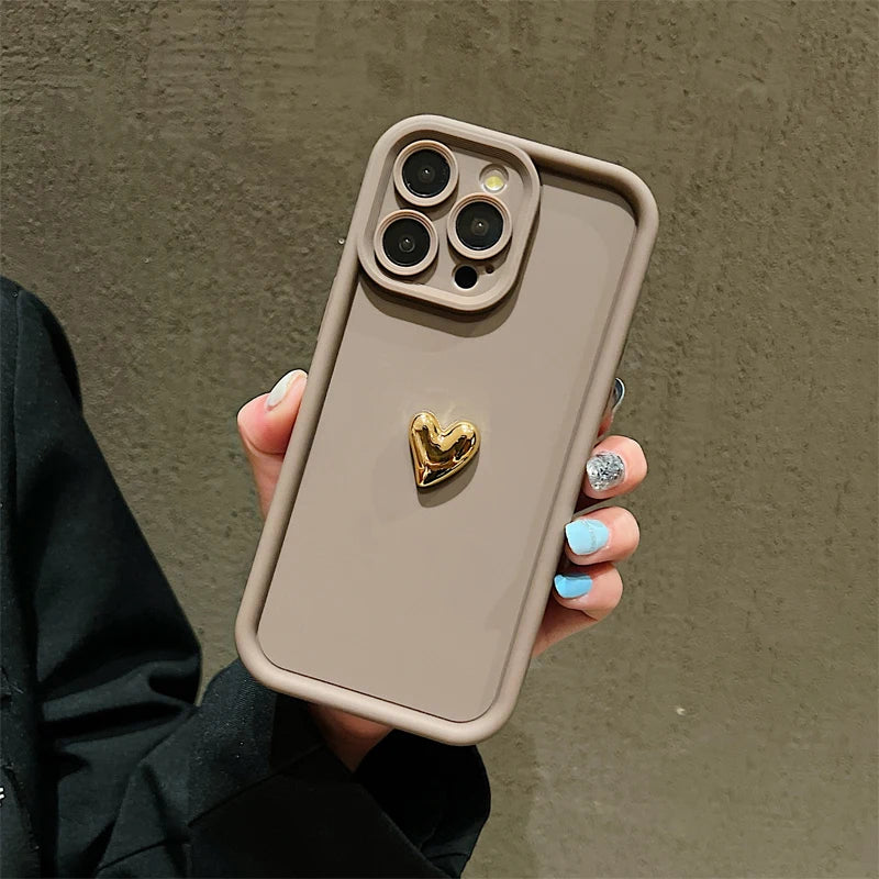 3D Gold Heart Silicone