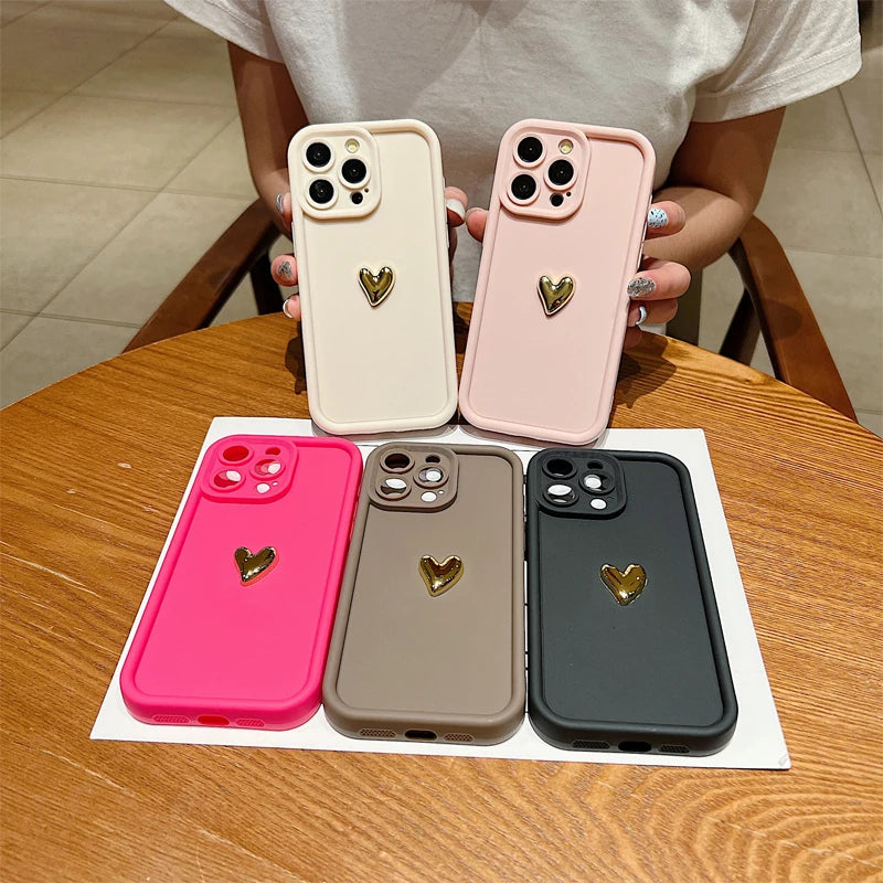 3D Gold Heart Silicone