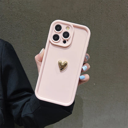 3D Gold Heart Silicone