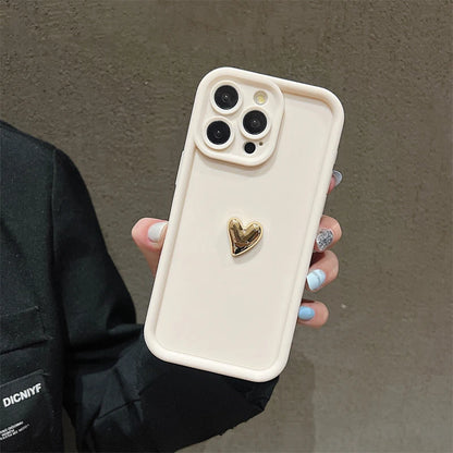 3D Gold Heart Silicone