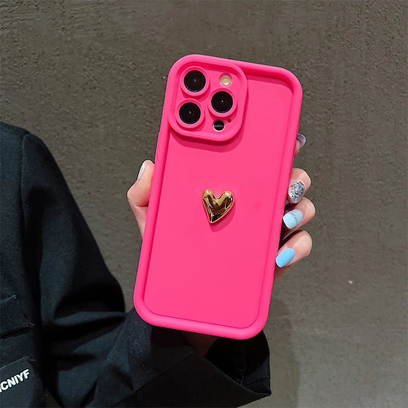 3D Gold Heart Silicone